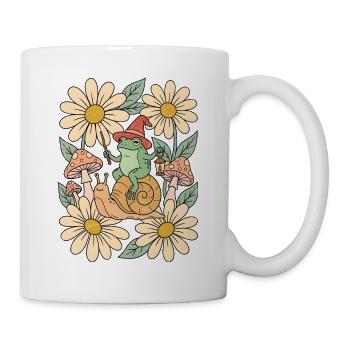 Froschzauberer reitet Schnecke Retro - Tasse - Weiß - Rechts