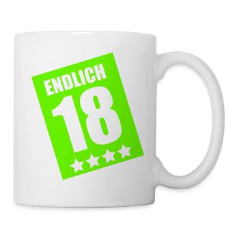 Endlich 18 Geburtstag Neon - Tasse - Weiß - Rechts