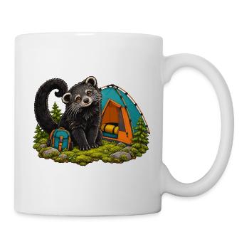 Kleiner Binturong am bunten Kuppelzelt - Tasse - Weiß - Rechts