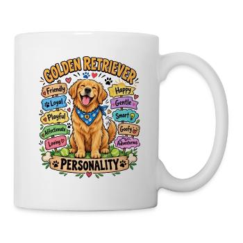 Golden Retriever Persönlichkeit Farbenpracht - Tasse - Weiß - Rechts
