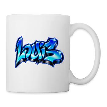 Electric Blue Wolf Graffiti! Wilde Straßenkunst - Tasse - Weiß - Rechts