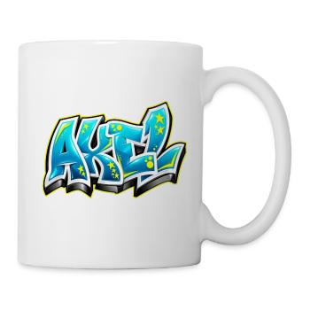 AKEL in 3D-türkisfarbenem Graffiti! Name, der großartig ist - Tasse - Weiß - Rechts