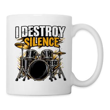 I Destroy Silence Schlagzeuger Funny Rock Band - Tasse - Weiß - Rechts
