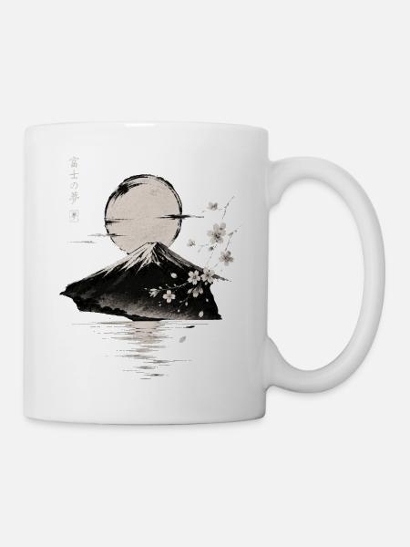 Fuji Berg unter Mondlicht - Tasse - Weiß