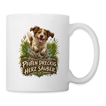 Pfoten dreckig. Herz sauber. - Tasse - Weiß - Rechts