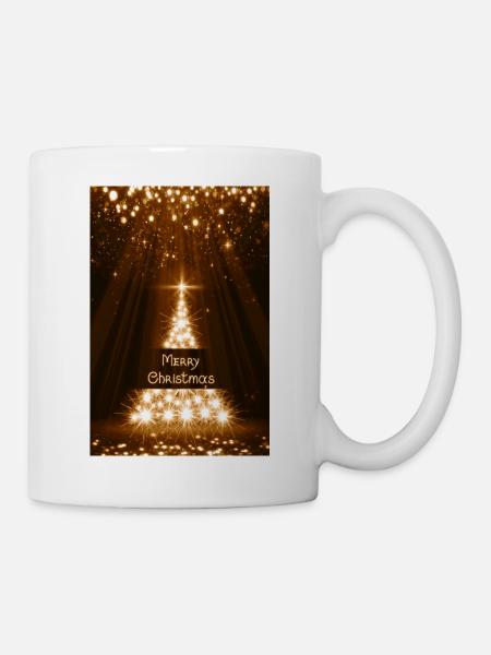 Leuchtender Glitzer-Weihnachtsbaum - Tasse - Weiß