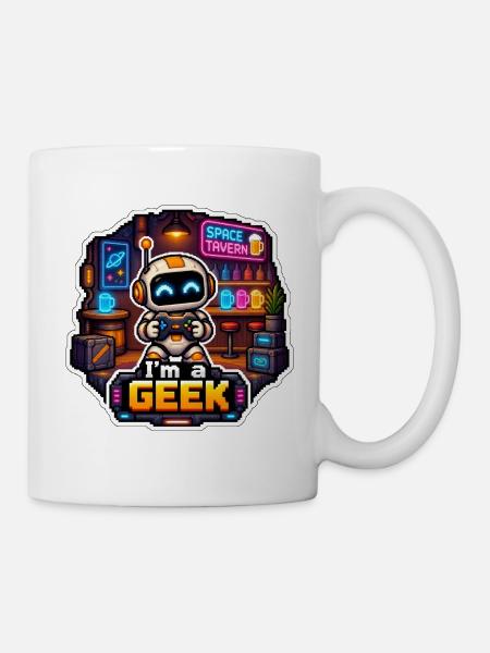 ICH BIN EIN NERD – Neon Space Robot Bar - Tasse - Weiß
