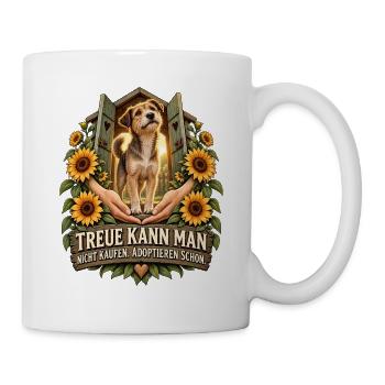 Treue adoptieren – Hund aus dem Tierschutz - Tasse - Weiß - Rechts