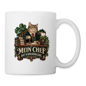 Mein Chef hat Schnurrhaare - Tasse - Weiß - Rechts