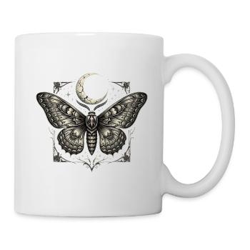 Gotische Motte und Mond – Dunkle himmlische Kunst - Tasse - Weiß - Rechts
