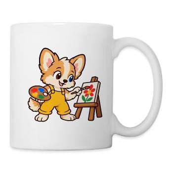 Kleiner Künstler – Süßer malerischer Hund - Tasse - Weiß - Rechts