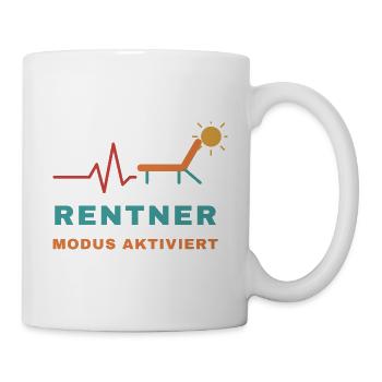 Rentner Modus aktiviert – Herzschlag Liege - Tasse - Weiß - Rechts