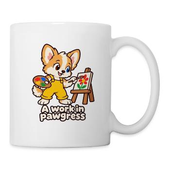 Ein Werk in Pawgress – Lustiges Gemälde des Hundes - Tasse - Weiß - Rechts