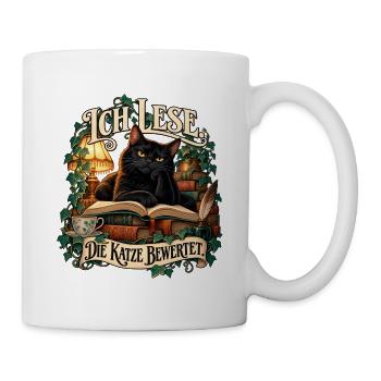 Ich lese. Die Katze bewertet. - Tasse - Weiß - Rechts
