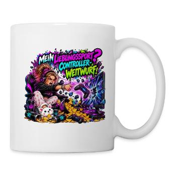 Mein Lieblingssport? Controller-Weitwurf! - Tasse - Weiß - Rechts