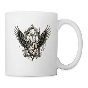 Gotische Rabenherz – Dunkle Kathedralenkunst - Tasse - Weiß - Rechts