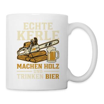 Echte Kerle Holz und Bier - Tasse - Weiß - Rechts