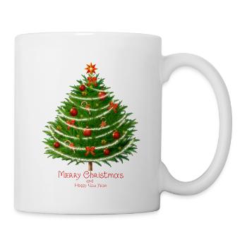 Weihnachtsbaum mit Kugeln. - Tasse - Weiß - Rechts