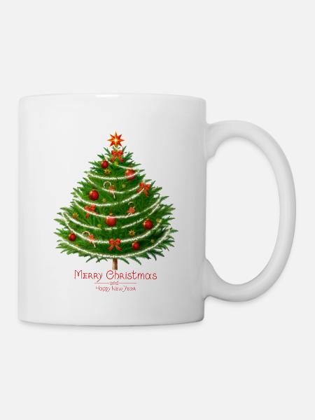Weihnachtsbaum mit Kugeln. - Tasse - Weiß