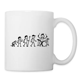  Evolution Drummer Strichmänchen Schlagzeug - Tasse - Weiß - Rechts