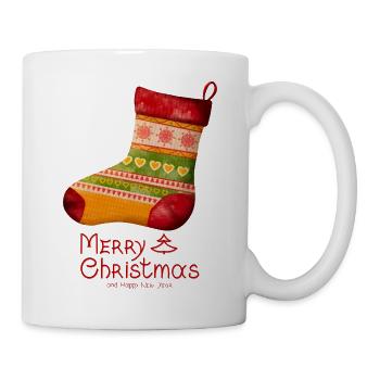 Frohe Weihnachten Strickstrümpf - Tasse - Weiß - Rechts