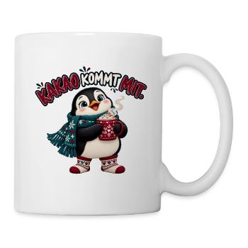 Kakao kommt mit – Pinguin im Winter - Tasse - Weiß - Rechts