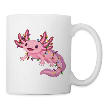 Süßer Axolotl mit Lichterkette für Weihnachten  - Tasse - Weiß - Rechts