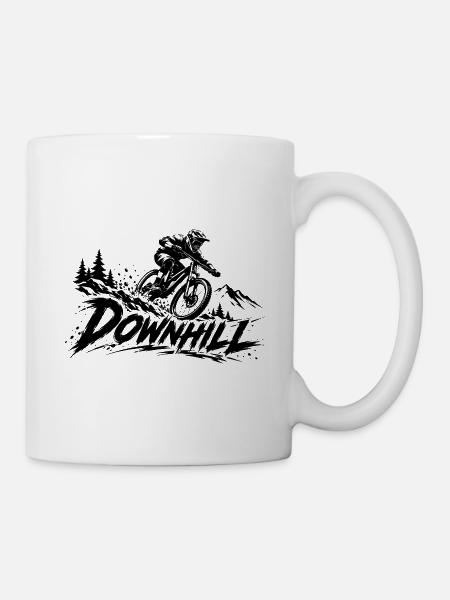 Downhill Mountainbike – MTB Motiv - Tasse - Weiß