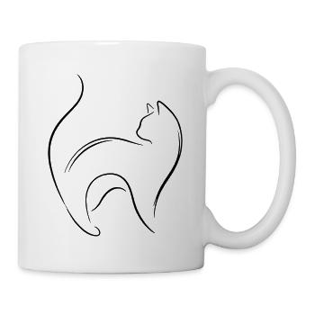 Minimalistische Katze – Abstrakte Katzenlinienzeichnung - Tasse - Weiß - Rechts