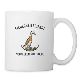 Laufente Sicherheitsdienst – Schnecken-Kontrolle - Tasse - Weiß - Rechts