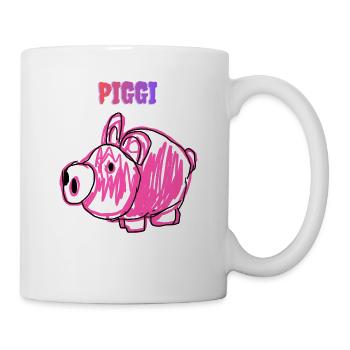 PIGGI Pink Pig im Cartoon-Stil - Tasse - Weiß - Rechts