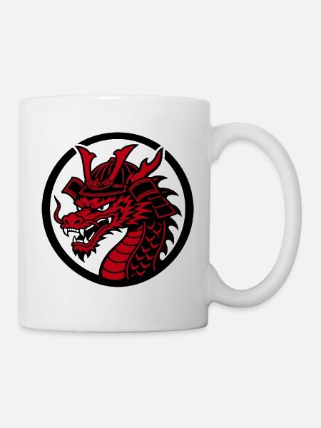 Samurai-Drache – Traditioneller japanischer Krieger - Tasse - Weiß