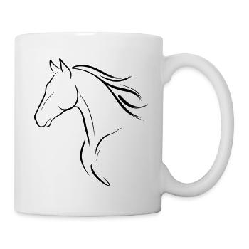 Fließende Mähne – Minimalistische Pferdelinienkunst - Tasse - Weiß - Rechts