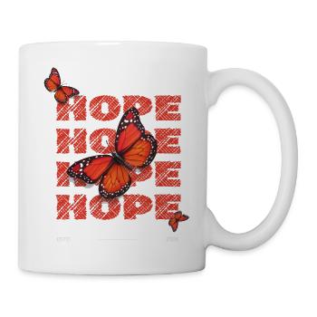 Hope Hoffnung Schmetterlinge Vintage Motiv - Tasse - Weiß - Rechts