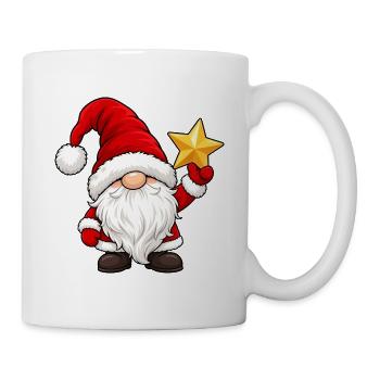Niedlicher Weihnachtsgnom mit goldenem Stern - Tasse - Weiß - Rechts