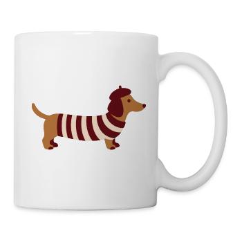 Niedliches französisches Dackel Weiner Dog-Beret Graphic T-Shirt - Tasse - Weiß - Rechts