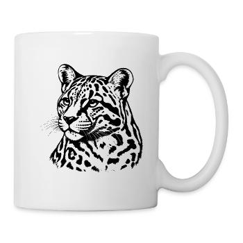 Nebelparder – Schwarz Weiß Raubkatzenporträt - Tasse - Weiß - Rechts
