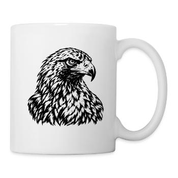 Adler – Majestätische Schwarz Weiß Gravur - Tasse - Weiß - Rechts