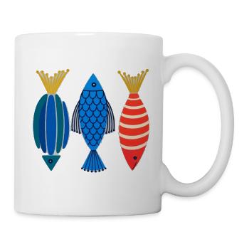 Volkskunst Fisch Meeresozean Abstraktes Grafik-Tee - Tasse - Weiß - Rechts