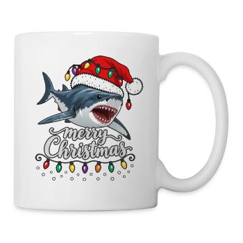 Weihnachtshai mit Lichterkette Hai - Tasse - Weiß - Rechts