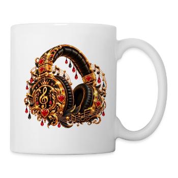 Goldene Herzmusik Kopfhörer-Design - Tasse - Weiß - Rechts