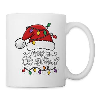 Weihnachtshut mit Lichterkette Merry Christmas - Tasse - Weiß - Rechts