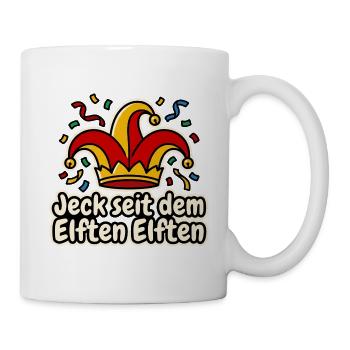 Jeck seit dem Elften Elften Narrenkappe Karneval - Tasse - Weiß - Rechts