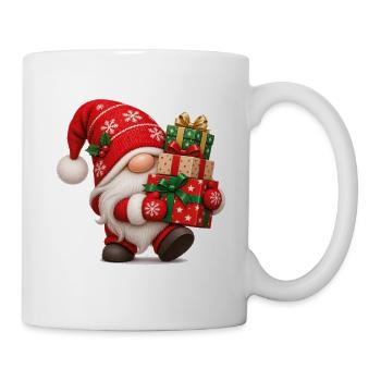 Weihnachtsgnom mit bunten Weihnachtsgeschenken - Tasse - Weiß - Rechts