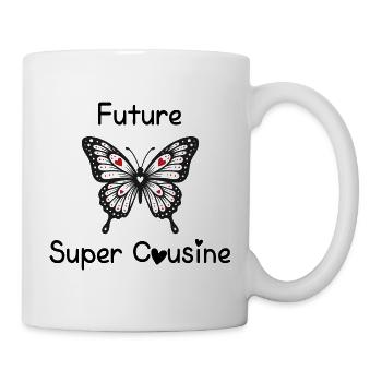 Schwangerschaftsankündigung zukünftiger Supercousine - Tasse - Weiß - Rechts