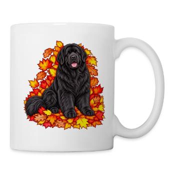 Neufundländer mit Ahornlaub - Tasse - Weiß - Rechts