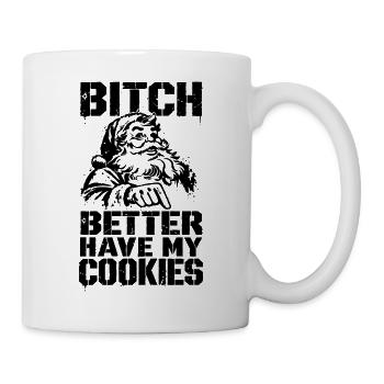 Lustiger Weihnachtsspruch mit Santa - Tasse - Weiß - Rechts