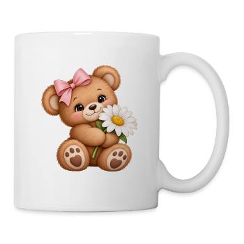 Süßer Teddybär mit Gänseblümchen - Tasse - Weiß - Rechts