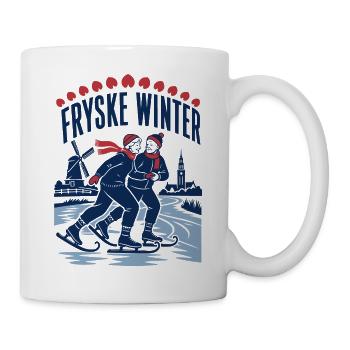 Fryske Winter Retro Schlittschuh Schaatsen Design - Tasse - Weiß - Rechts