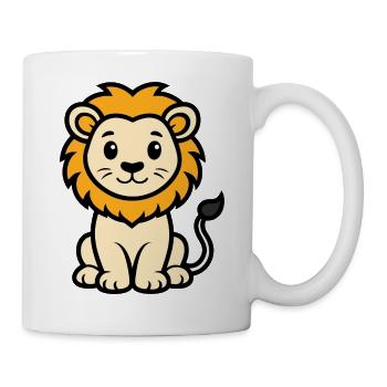Süßer sitzender Löwe - Tasse - Weiß - Rechts